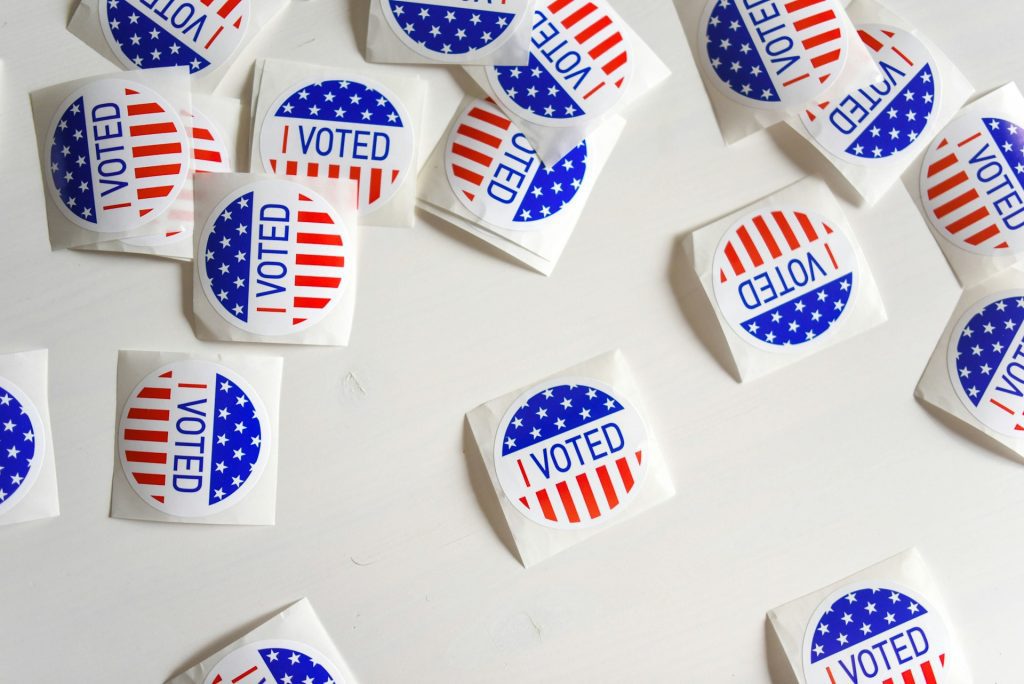 A picture of stickers that say "I voted."