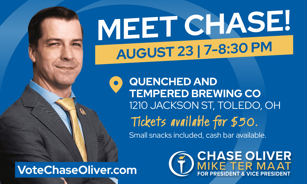 Event graphic featuring Chase Oliver.