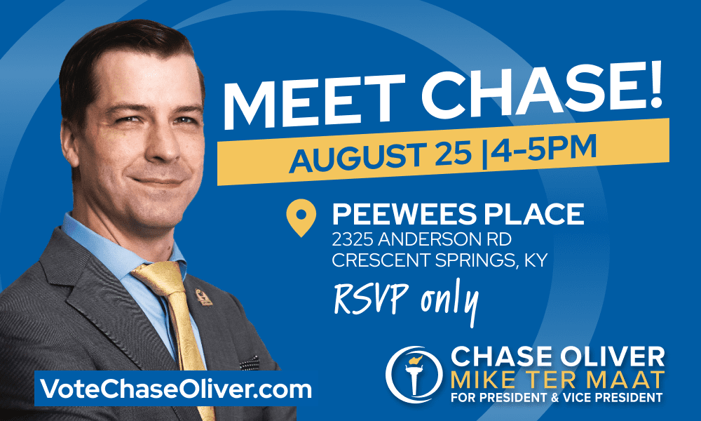 Event graphic featuring Chase Oliver