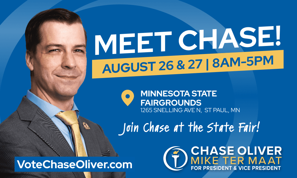 Event graphic featuring a picture of Chase Oliver