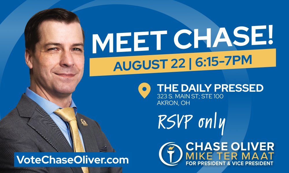 Event graphic featuring Chase Oliver