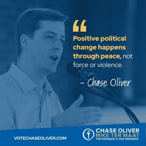 Quote graphic featuring Libertarian Party candidate for President Chase Oliver.